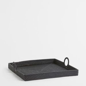 H&M Home Black Rectangular Rattan Tray